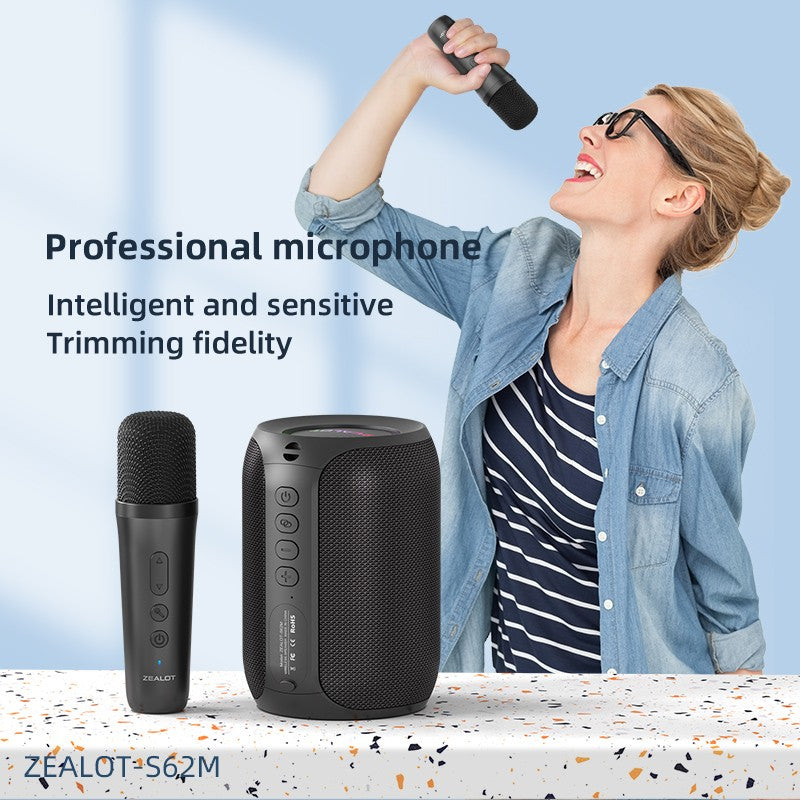 ZEALOT-S62M Karaoke Machine Portable Bluetooth 5.3 Speaker System with 1-2 Wireless Microphones Home Family festival Gifts