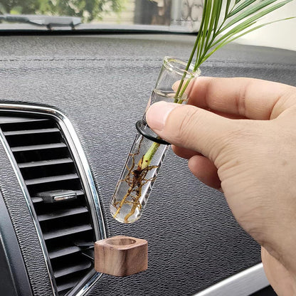 Mini Car Hydroculture Flower Vase Glass with Clip Adjustable Air Vent Test Tube Flower Holder Creative Interior Decor Dashboard