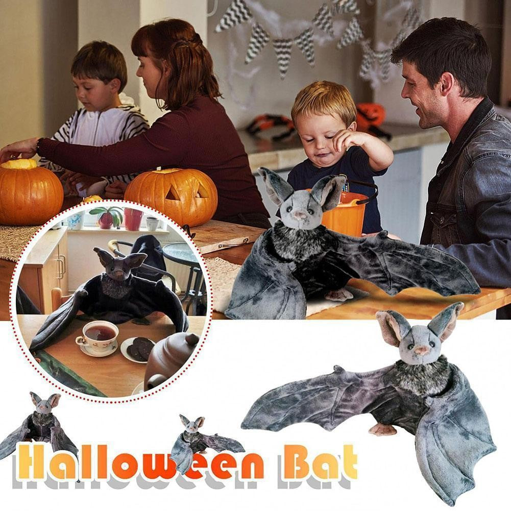 25cm Lovely Grey Bat Plush Stuffed Bat Doll Plush Throw Pillow For Boys and Girls Christmas Halloween Decoration Holiday Gifts