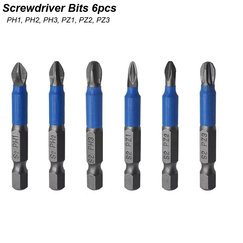 Conjunto de Bits Magnéticos PH1 PH2 PH3 PZ1 PZ2 PZ3 Antiderrapante Haste Hexagonal 1/4 para Parafusadeira Furadeira Elétrica Manual Ferramenta Acessório