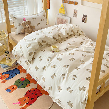 3pcs New Printed Quilt Set for Ladies Bedroom Apartment Student Dormitory Sweet Wind Cartoon (1pc Quilt Set +2pcs Pillowcase)