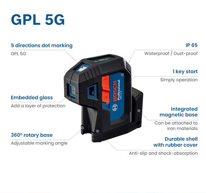 Laser Bosch GPL 3G 3 Pontos Nivelamento Automático GPL 5G 5 Pontos Nível a Laser de Alinhamento Instrumento Profissional Laser de Pontos Verde