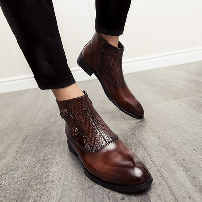 2025 Men's Fashion Chelsea Boots Comfortable Leather Upper Dry Inner Non-Slip Rubber Sole Casual Resistant Ankle Dress Boots