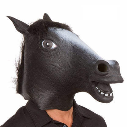 Horse Mask Halloween Horse Head Mask Latex Creepy Animal Costume Theater Prank Crazy Party Halloween Decor