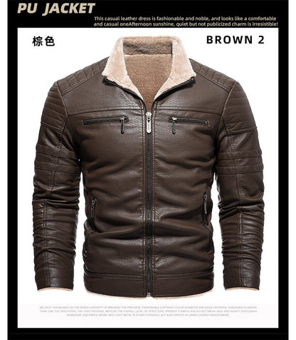 2024 Men Faux Leather Jacket High Quality Casual Zipper Fleece Warm Coats Winter Men Vintage Motorcycle Leather Jacket Men S-4Xl