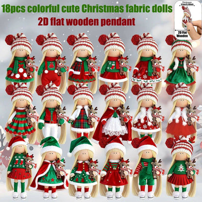 12Pcs Classic Long-haired Christmas Doll Design High-quality 2D Flat Wooden Pendant Christmas Doll Decoration for Christmas