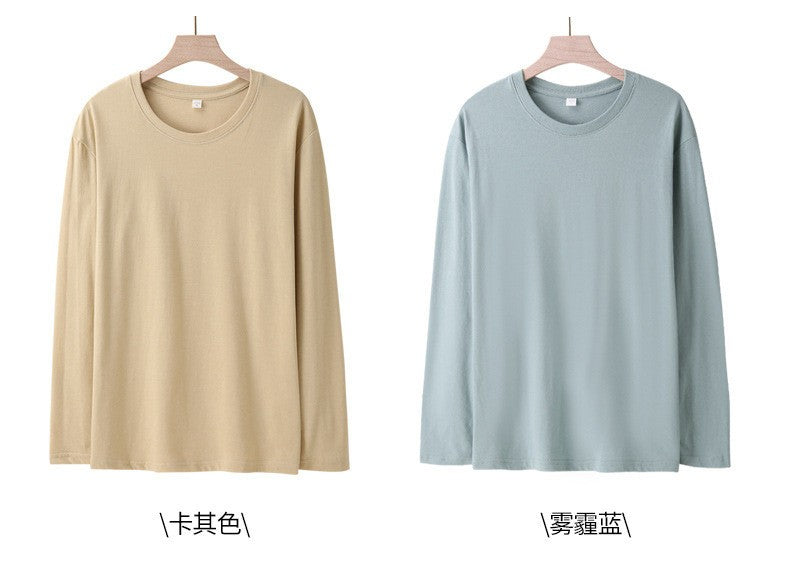 Long Sleeves T-Shirts Men 100% Cotton Tee Tops Male Autumn Basic Plain Color Tshirts Women Normal Fit Size M-5XL Under Wear Man