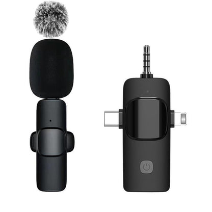 Microfone de Lapela Sem Fio Basix Gravação de Áudio Mini Microfone de Lã Substituível à Prova de Vento para iPhone 16 Gravar Vlog YouTube