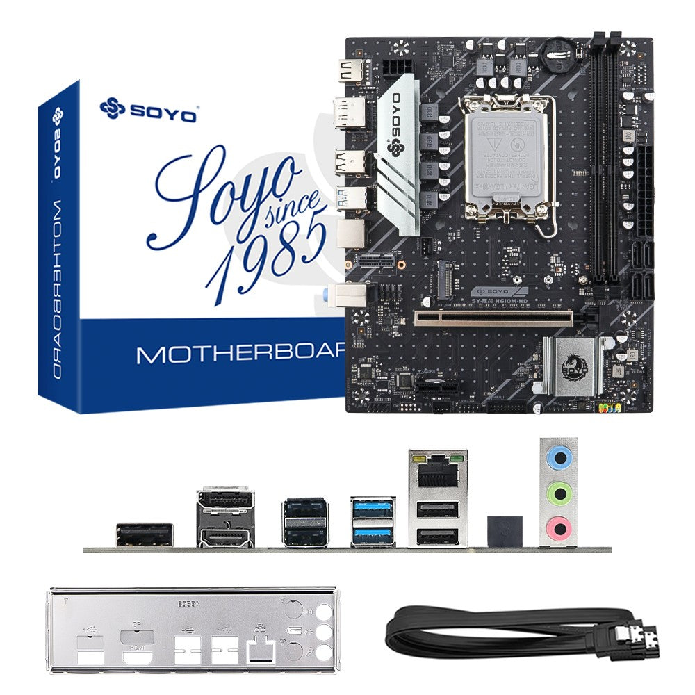 SOYO Motherboard Set H610M LGA1700 with Intel CPU i3 12100F DDR4 (8G*2) 16GB 3200MHz Desktop Computer components SATA3.0 M.2