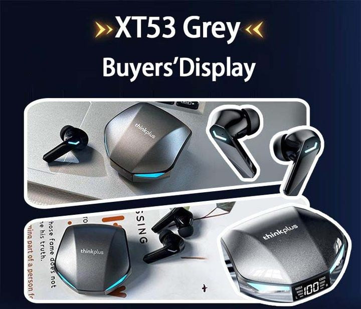 Fones de Ouvido Bluetooth V5.4 Lenovo XT53 Originais com Display LED de Energia Fone de Ouvido para Jogos Impermeável Anti-suor Fone de Ouvido Sem Fio Atualizado