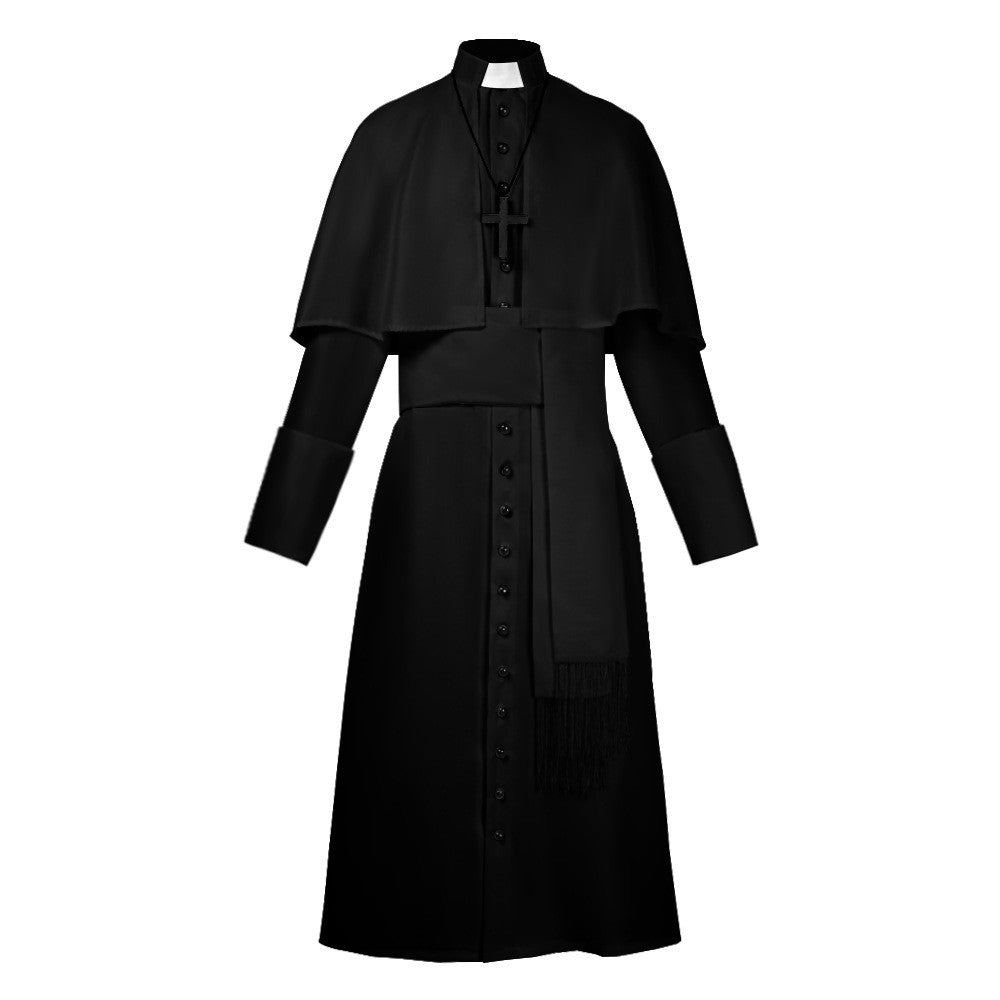 Medieval Renaissance Retro Priest Cosplay Costumes Catholic Church Religion Papal Priest Mass Preacher Solid Robe Clergy Cassock