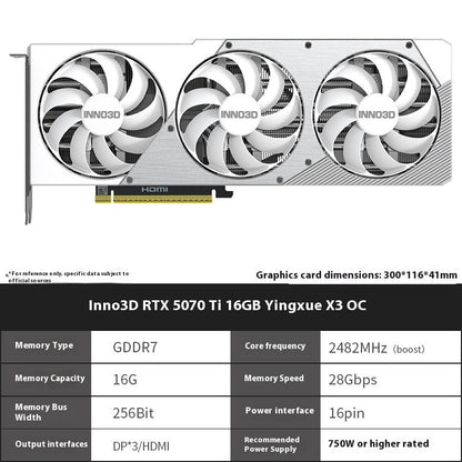 Placa de Vídeo Independente Inno3D RTX 5070 Ti 5070/5070Ti/16G 12G GDDR7 Gaming Esports para Computador de Mesa Montado