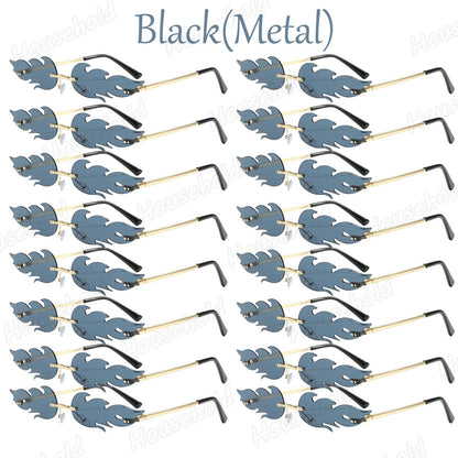 Fun Party Sunglasses Fire Flame Sunglasses Rimless Fire Sunglasses Halloween Candy Color Glasses for Christmas Favors