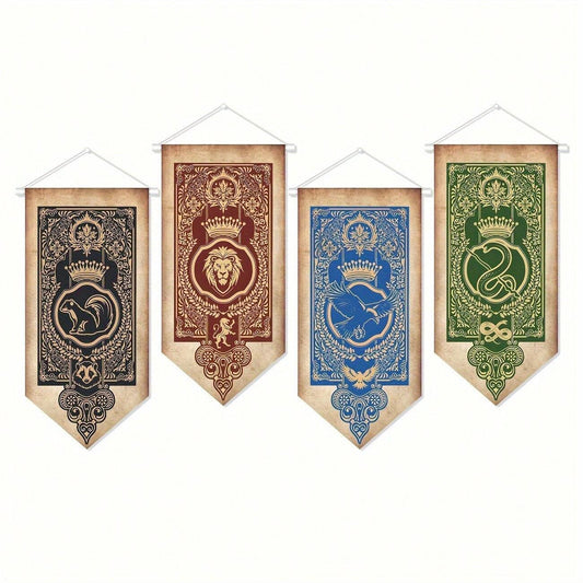 4Pcs Wizard Party Decorations Magical Wizard Party Poster Vintage Castle Decor for Welcome Wizard Decoration Halloween Witch Dec