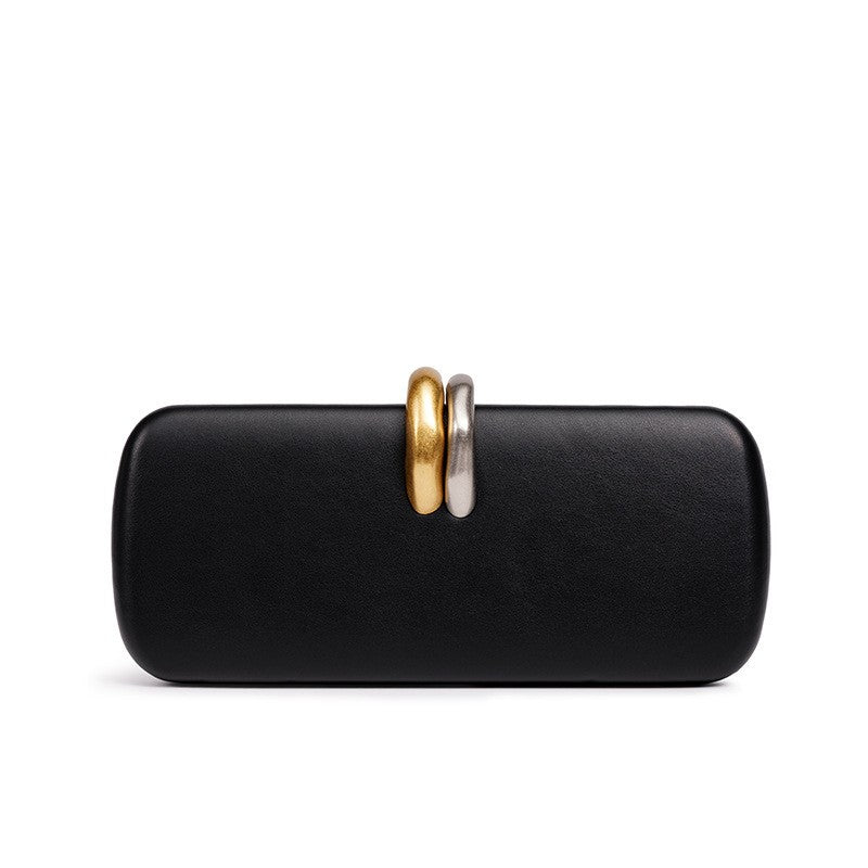Long Rigid Clutch Retro Metal Luxury Shoulder Bag Fashion Removable Metal Chain Handle Crossbody Bag Clip Closure Banquet Bag