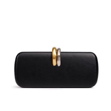 Long Rigid Clutch Retro Metal Luxury Shoulder Bag Fashion Removable Metal Chain Handle Crossbody Bag Clip Closure Banquet Bag