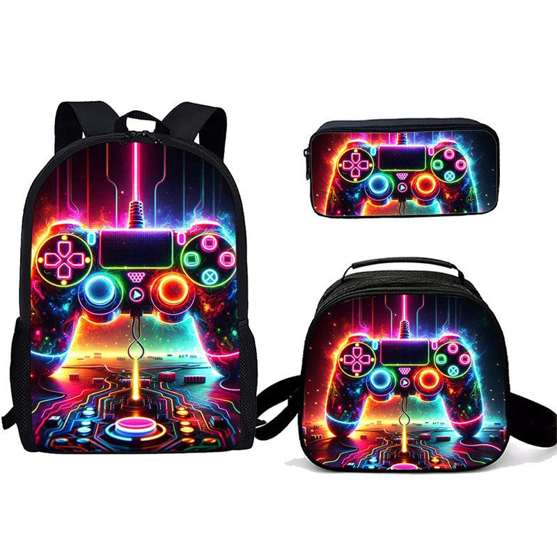 Desenho animado Popular console de jogos pad Impressão 3D 3pçs/Conjunto Mochilas Escolares de Estudante para Laptop Mochila Daypack Bolsa Transversal de Almoço Estojo de Lápis