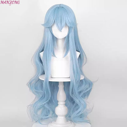 High Quality Ayanami Rei Wigs Anime EVA Cosplay Synthetic Long Wavy Blue Heat Resistant Hair Wig for Daily Party