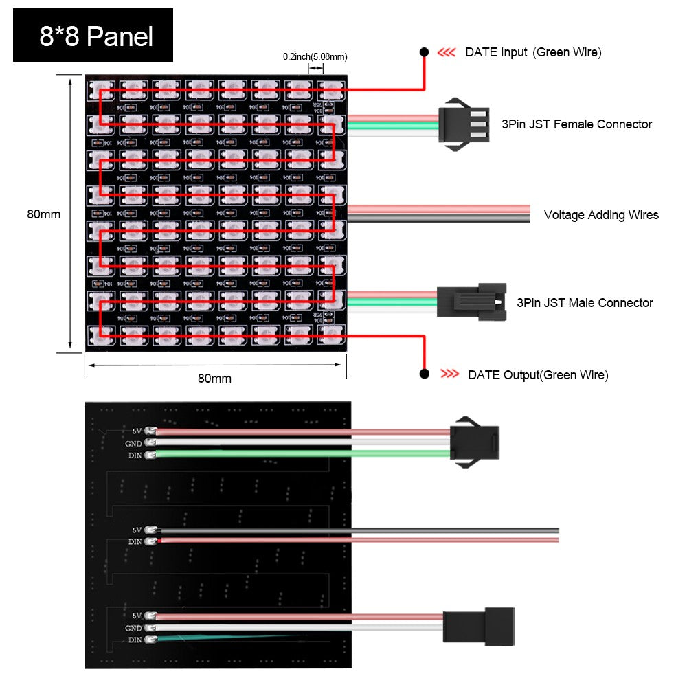 1~5Pcs WS2812B 8x8 16x16 RGB LED Digital Flexible Individually Addressable Panel Screen WS2812 8x32 Smart Pixel Module Matrix 5V