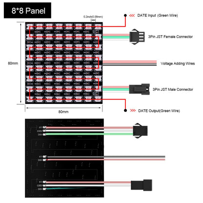 1~5Pcs WS2812B 8x8 16x16 RGB LED Digital Flexible Individually Addressable Panel Screen WS2812 8x32 Smart Pixel Module Matrix 5V