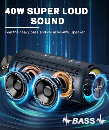Ortizan X8 Pro Waterproof Bluetooth Speaker Portable Powerful Sound Box Bass Boost Dual Pairing True Wireless Speaker TF/AUX in