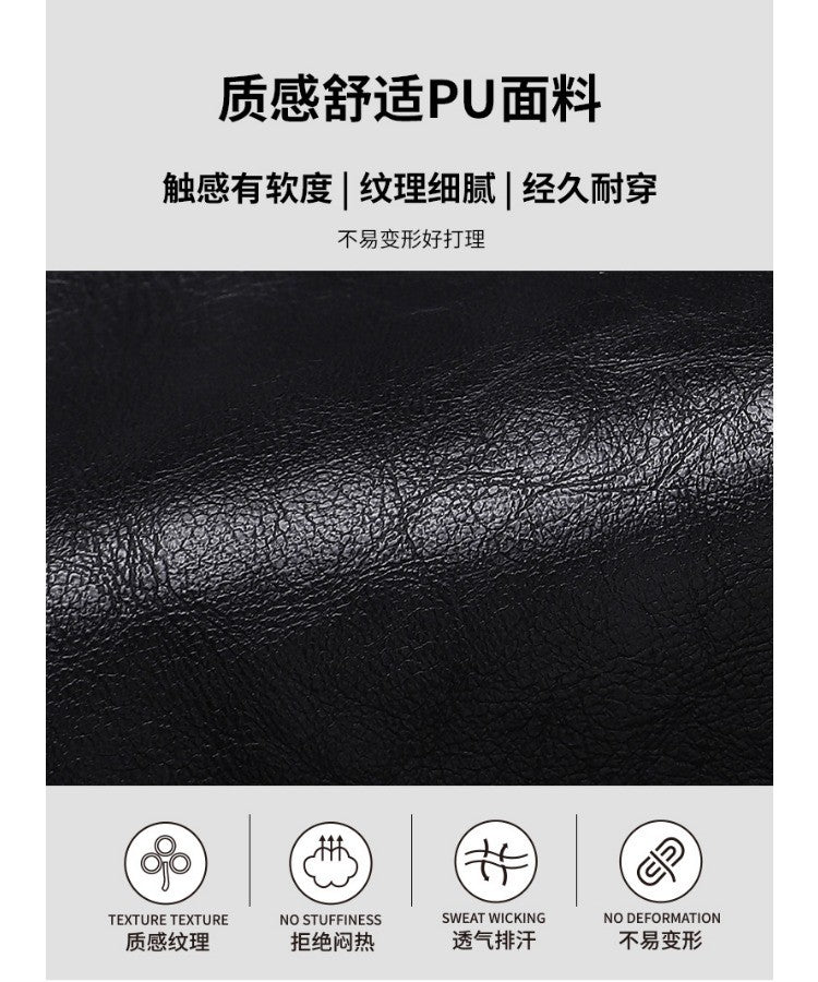 New Mid-length Men's Leather Jacket Spring and Autumn Fashion Functional Lapel PU Jacket Retro Men's Motorcycle Leather Jacket