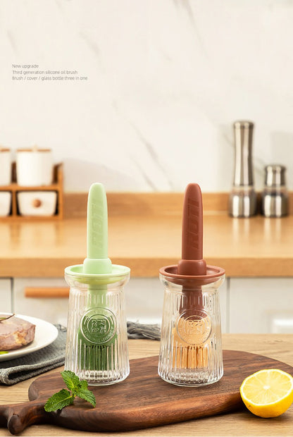 Silicone Oil Brush Temperature Resistant Oil Bottle Baking Pancake Barbecue Cooking Olive Oil BBQ Grilling Kitchen Gadget