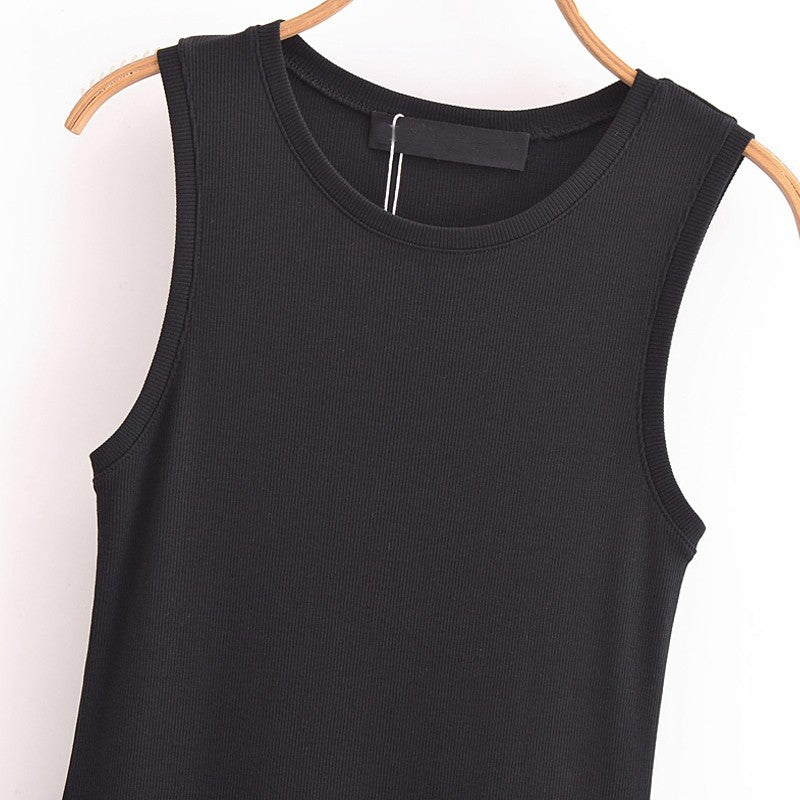 HXAO Black Dress Women Slim Simple O Neck Sleeveless Long Dress Holiday Dress Street Casual Dresses 2025 Women's Summer Dress