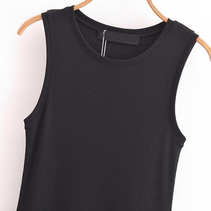 HXAO Black Dress Women Slim Simple O Neck Sleeveless Long Dress Holiday Dress Street Casual Dresses 2025 Women's Summer Dress