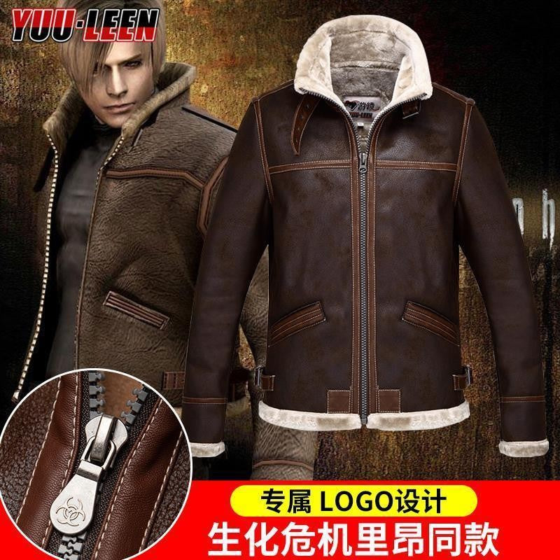 Game Biohazard Resident Leon Scott Kennedy Cosplay Costumes Faux Leather Jacket Role Play Coat For Man