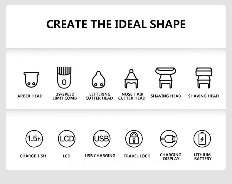 Kemei 696 Electric Hair Clipper Multifunctional Trimmer For Men Electric Shaver For Men's Razor Nose 5 In 1 Professional Trimmer