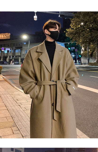 Men Fashion Winter Jacket Coats 2024 Thicken Wool Blends Coat Mens Oversized Overcoat Male Streetwear Warm Long Coat Q38