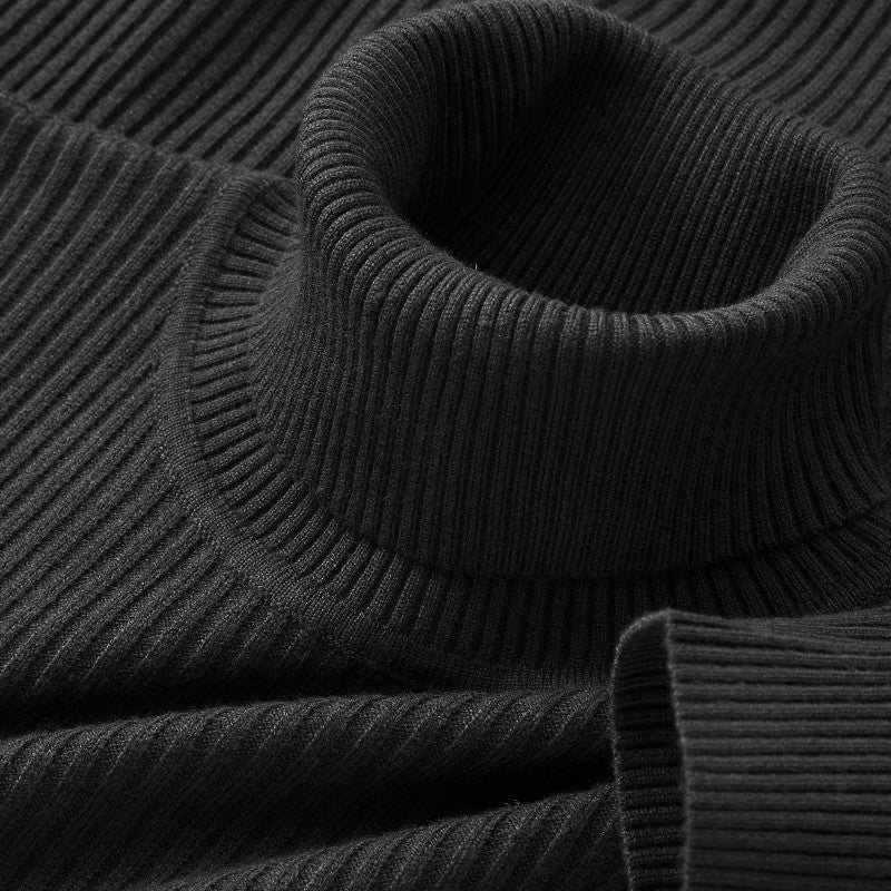 Autumn Men's Long Sleeved Turtleneck Sweater Stripes Knitted Heavyweight Sweaters Winter Outdoor Solid Color Daily Warm Coats