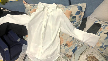 Elastic Cotton White Shirt Women's Spring and Autumn Basic Korean Version Loose Casual Shirt Work Professional Top