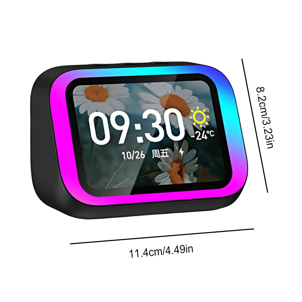 Smart Speaker Assistente de Voz Portátil Bluetooth Despertador com Tela Touch HD para Decoração de Quarto