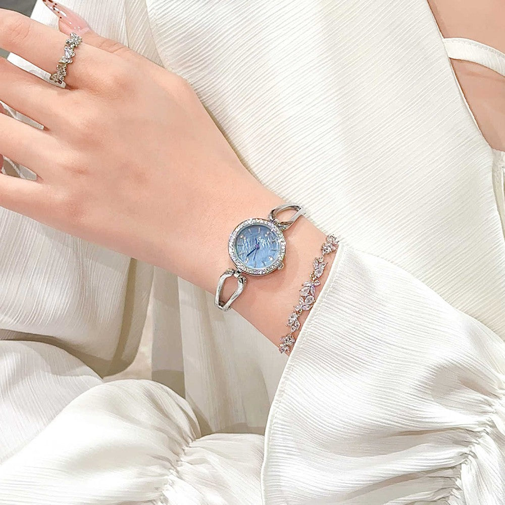 GEDI Women's Watch Silver Fashion Waterproof Ladies Watches Elegant Diamond Quartz Wristwatch Woman Gift for Girlfriend