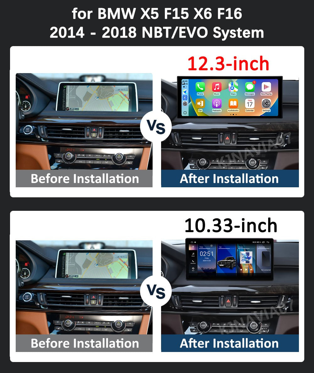 para BMW X5 F15 X6 F16 2014 - 2018 Sistema NBT/EVO Rádio Multimídia para Carro Android 15 GPS Navegação 4G BT Carplay Auto Ferramentas