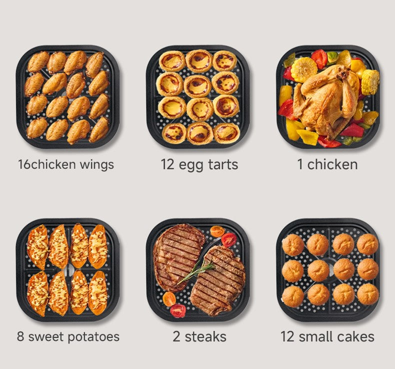 Large 15L Capacity Smart Home Appliances Stainless Steel French Air Fryer Machine Square-Shaped Visual Window Household