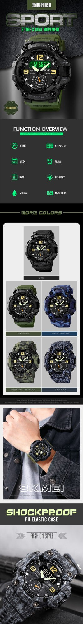 SKMEI 1637 Military Digital Watch for Men Camouflage Waterproof Wristwatch Mens Shockproof Sport Quartz Clock 1384 Montre Homme