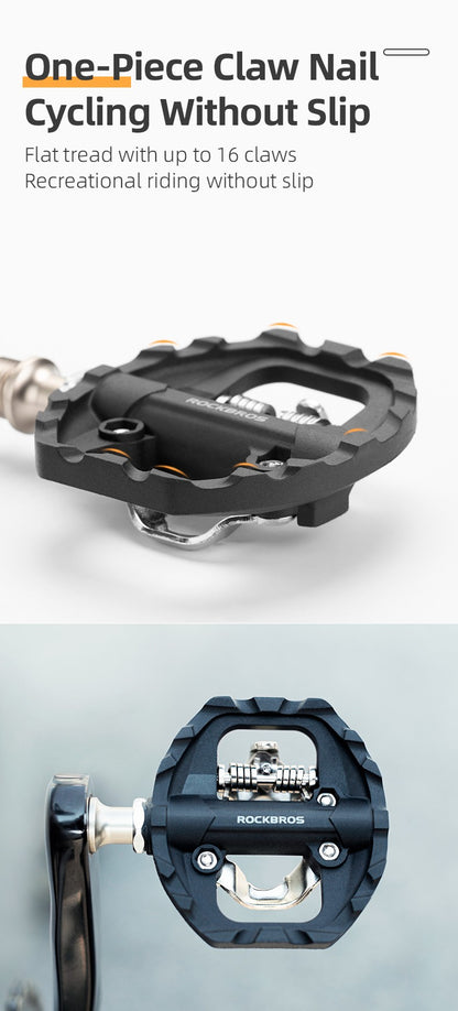 ROCKBROS Bicycle Lock Pedal 2 In 1 Anti-slip Lock Nylon Pedal MTB Bike Pedals Flat Cleat Platform Shimano SPD Bike Accessories
