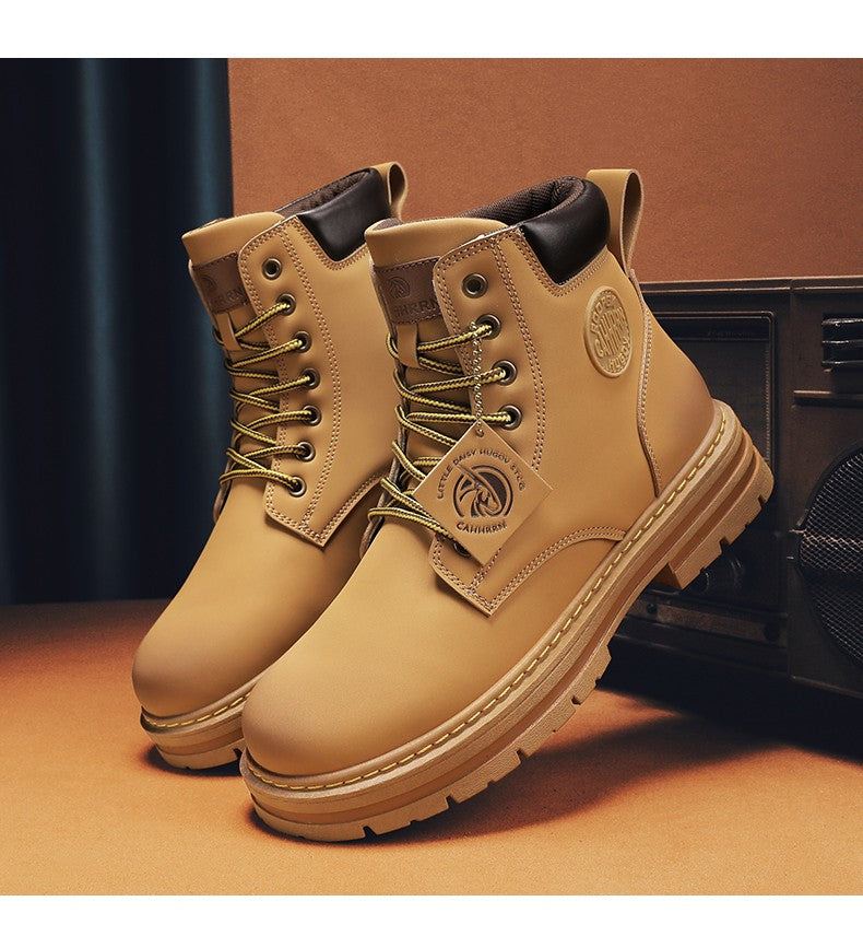 Botas Masculinas Grandes 48 Botas de Motocicleta Cano Curto Masculinas Impermeáveis para Caminhada Chelsea de Inverno Botas Retrô Confortáveis Botas Masculinas