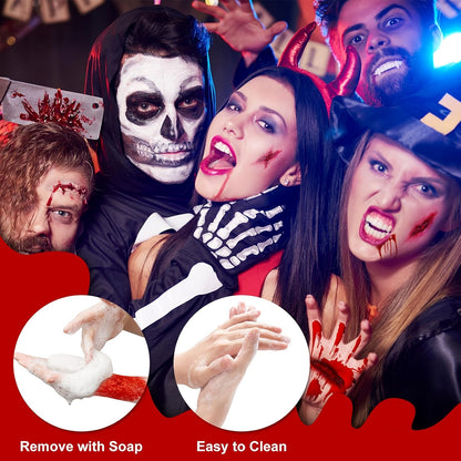 1pc Halloween Fake Blood Makeup Kit, Bright Red Coagulated Fake Blood Paste with Sponge, Realistic Artificial Blood for Party Z