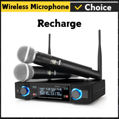 G-L-X Sistema de Microfone Sem Fio Profissional de Canal Duplo UHF Frequência Fixa Microfone Dinâmico de Mão Sem Fio Para Festa de Karaokê
