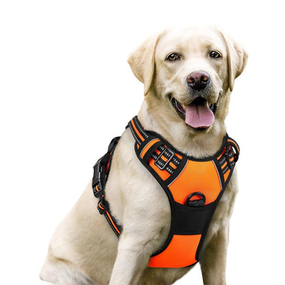 Colete para Cães Antitração com 2 Clip para Guia, Ajustável, Acolchoado Macio, Refletivo Oxford, Não Estrangula, com Alça de Fácil Controle