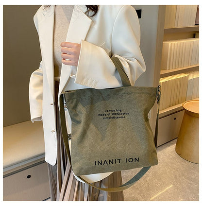 Japanese Canvas Men's and Women's Simple Cross-body Bag Wash Canvas Thick Handbag Large Capacity Arts Students Package Satchel