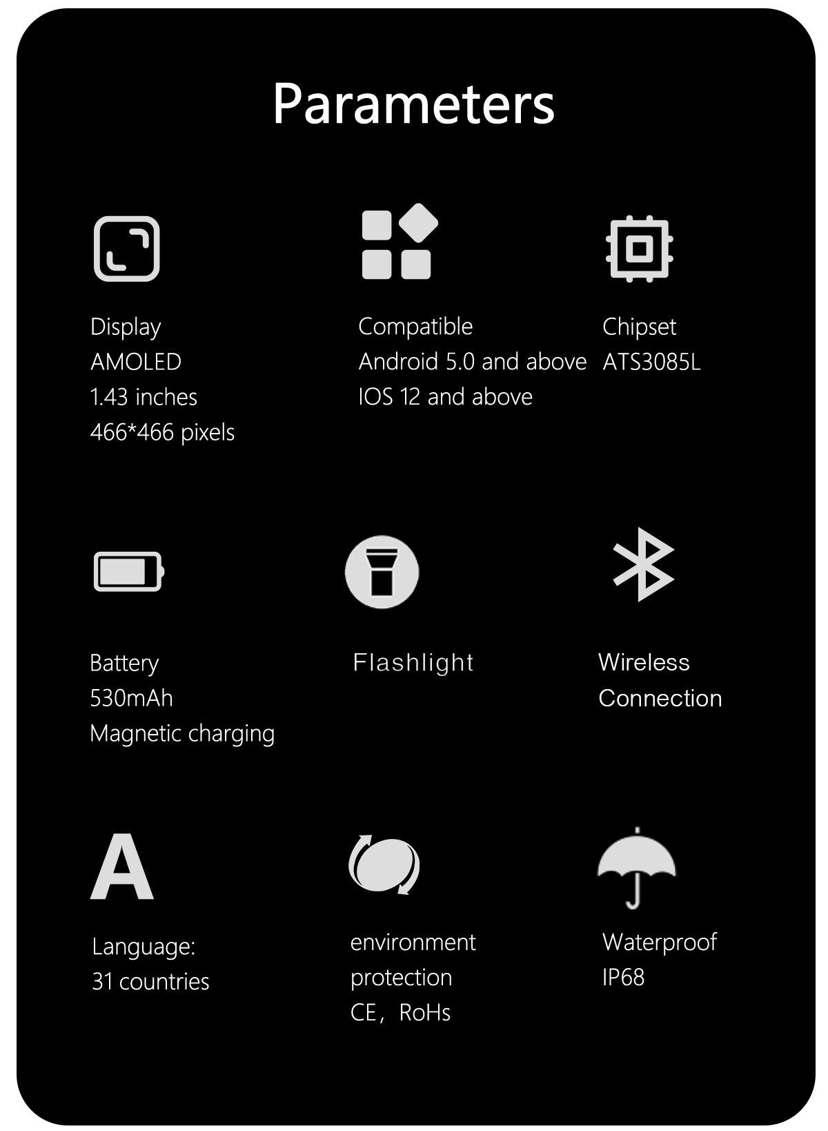 Smartwatch LIGE Novo para Esportes ao Ar Livre com GPS, Bússola, Tela AMOLED de 1.43", Bateria de 530mAh, Monitor Cardíaco, Chamadas Bluetooth e À Prova D'Água