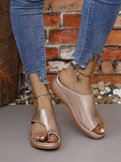 Women Sandals Summer Outdoor Leisure Comfy Wedge Sandals Ladies Slip on Orthopedic Bunion Corrector Slippers Sandalias De Mujer