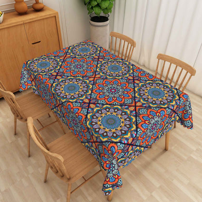 Bohemian Mandala Tablecloth Rectangular Table Decor Polyester Washable Durable Table Cover for Dining Office Kitchen Picnic
