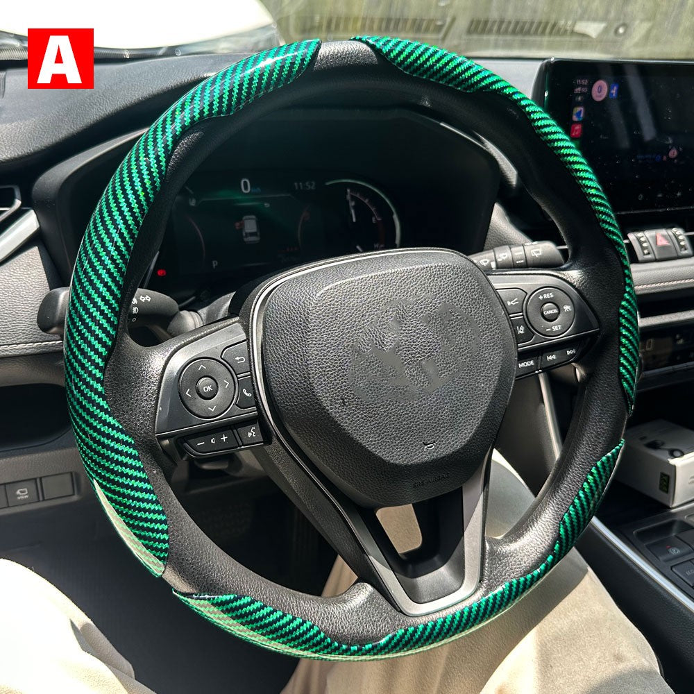 1 par de capas para volante de carro, impulsionador de microfibra, acessórios decorativos internos automotivos, fibra de carbono universal