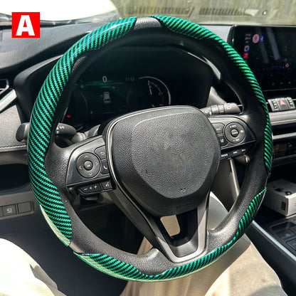 1 par de capas para volante de carro, impulsionador de microfibra, acessórios decorativos internos automotivos, fibra de carbono universal